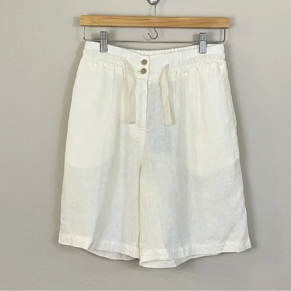 NWT Poetry Ecru Linen Tie Waist Shorts Size 6 - Picture 2 of 5